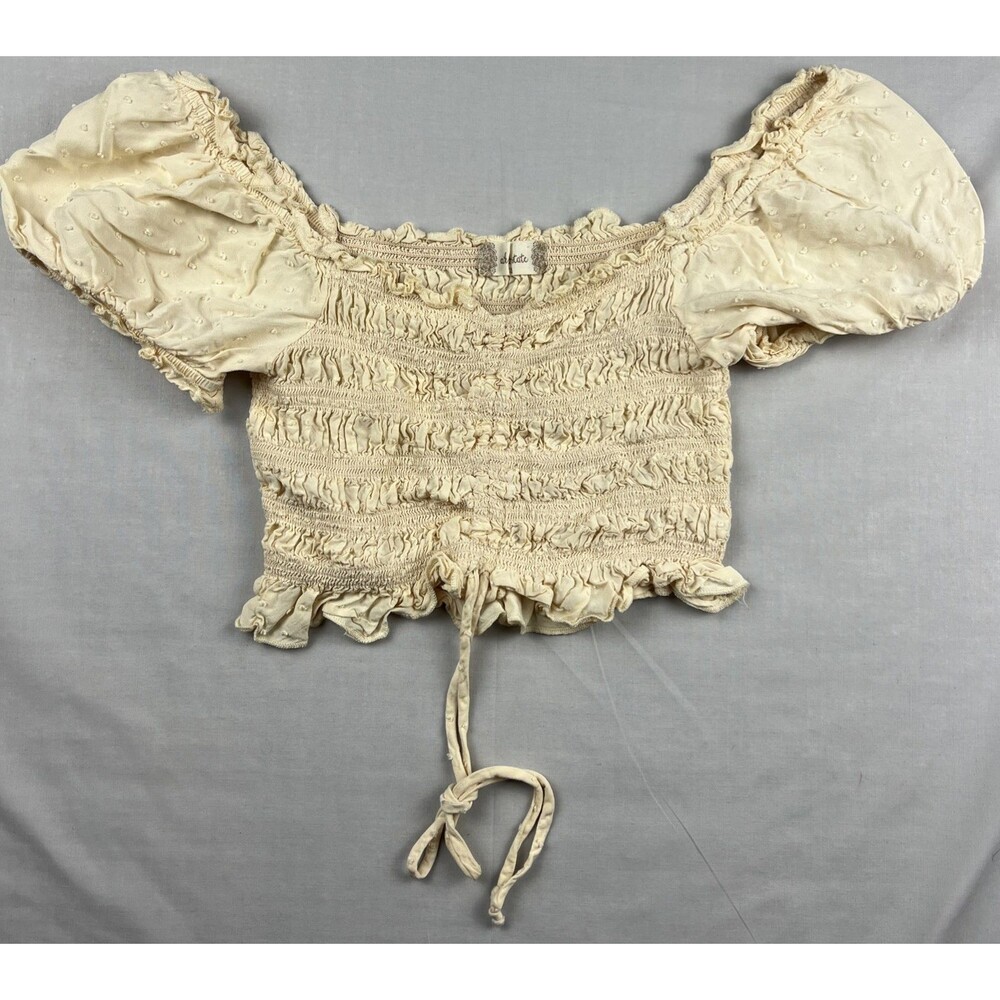 Altar'd State Coquette Top Off-the-Shoulder Smocked Puff Sleeve XS